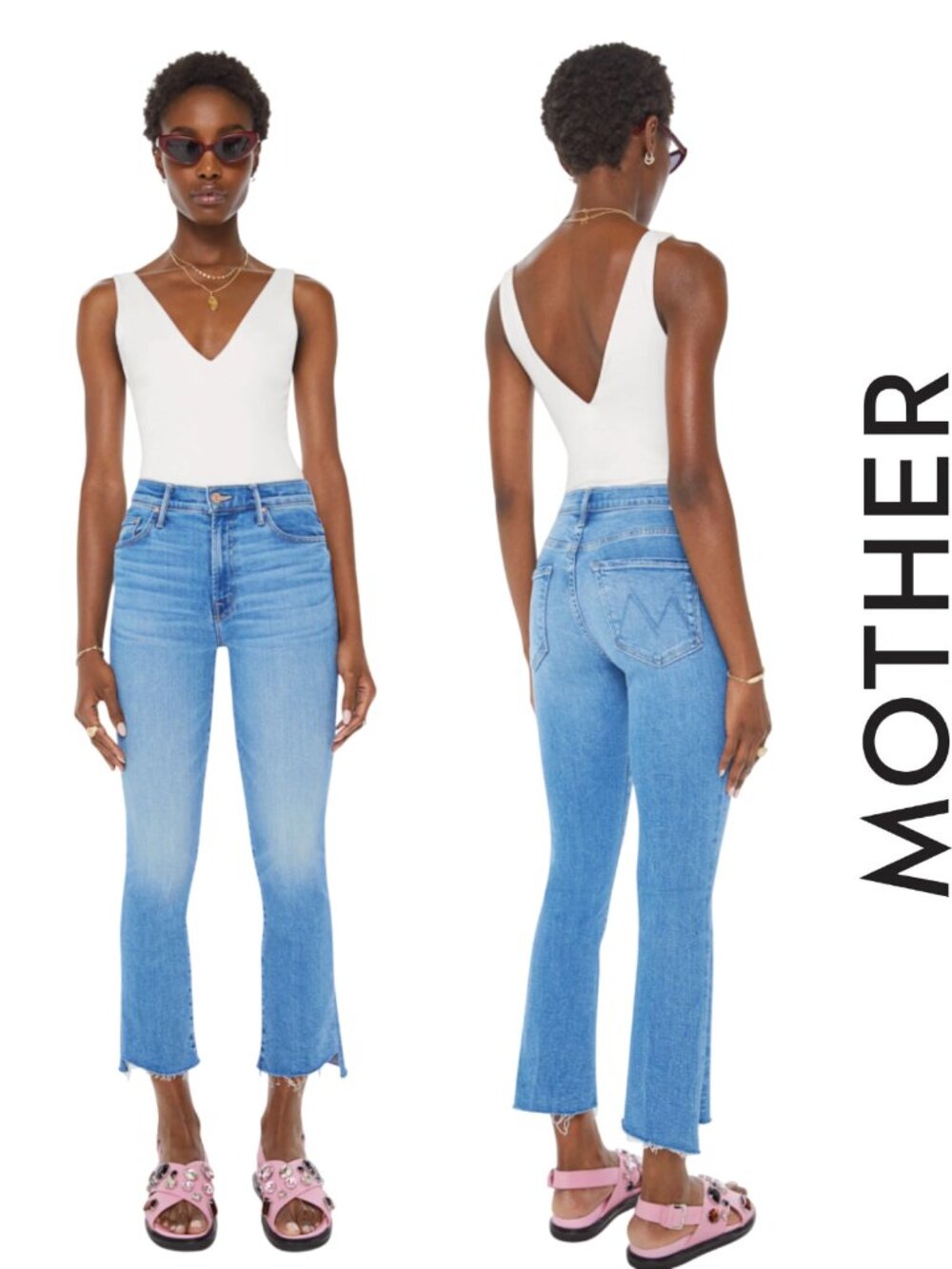 MOTHER The Insider Crop Step Fray Out Of The Blue Jeans Size 29 High Rise